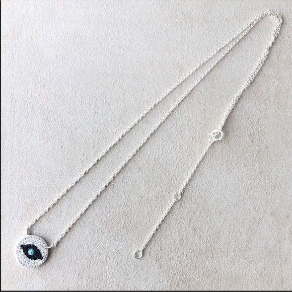 EVIL EYE LUCKY 925 Sterling Silver Crystal Cz Rhinestone Adjustable Necklace NWT - Picture 5 of 7